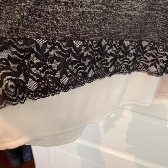 Black soft sweater top with lace. - Picture 4 of 12
